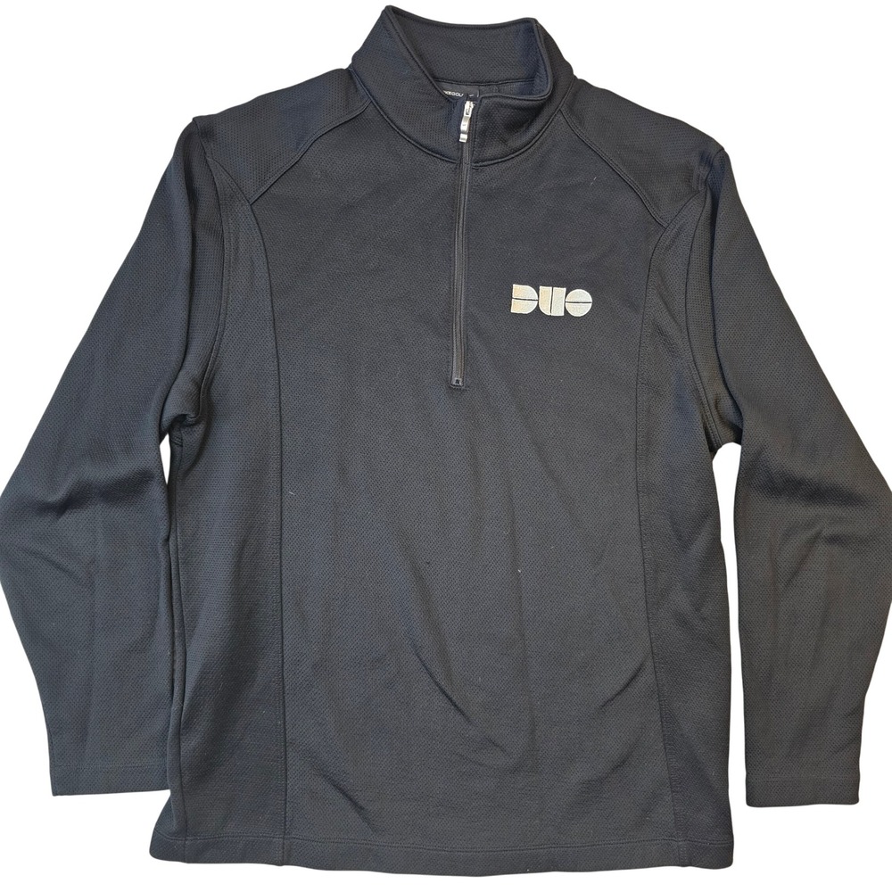 Nike Golf Mens Black Quarter Zip Pullover Duo Logo Waffle Knit Size Medium